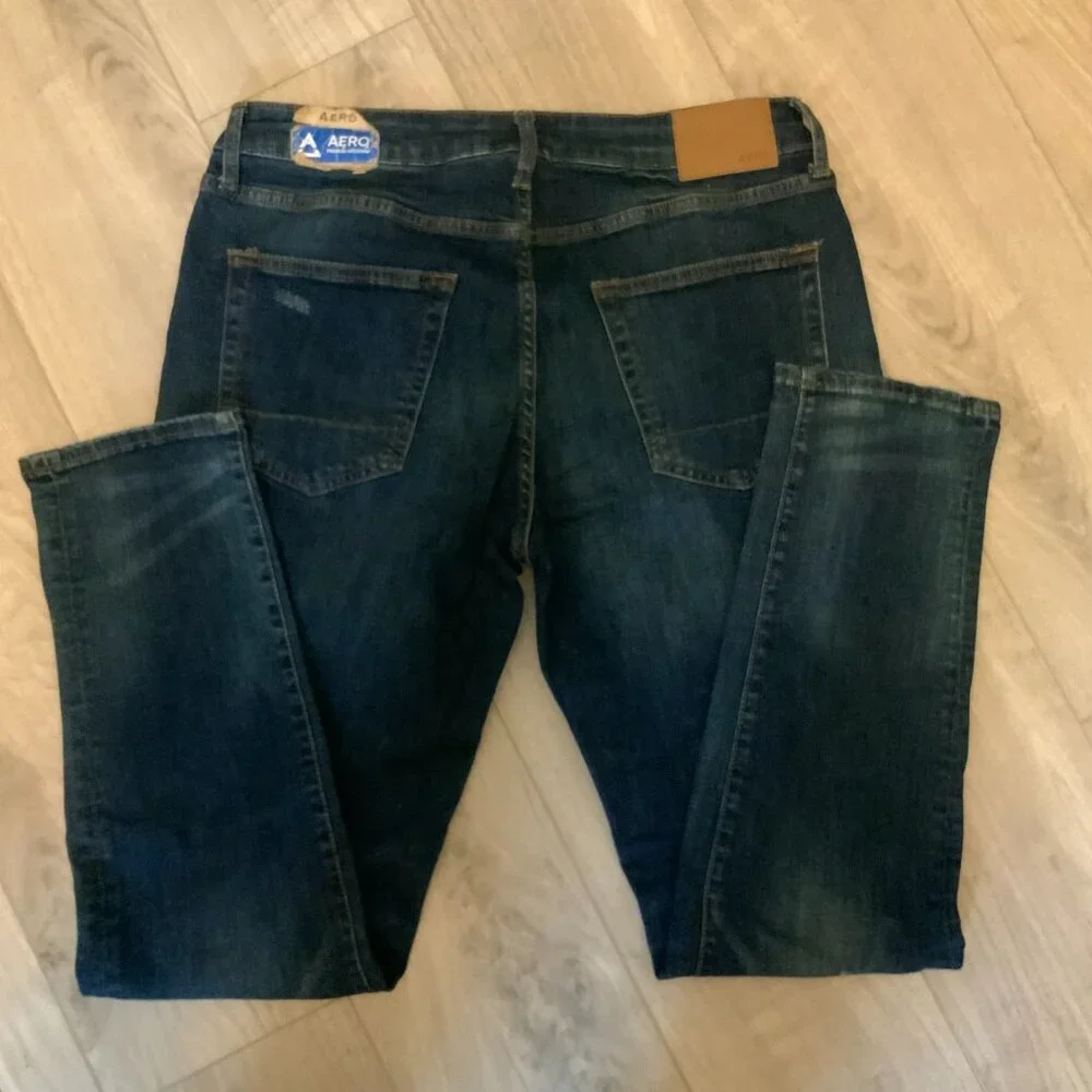 Aeropostale Athletic Skinny 33x32 Denim Blue Jeans
